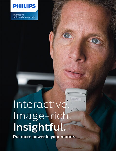 Brochure cover for Philips interactive multimedia reporting to streamline clinical insights (download .pdf)