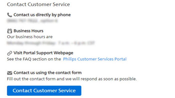 Contact customer service section (download .jpg)