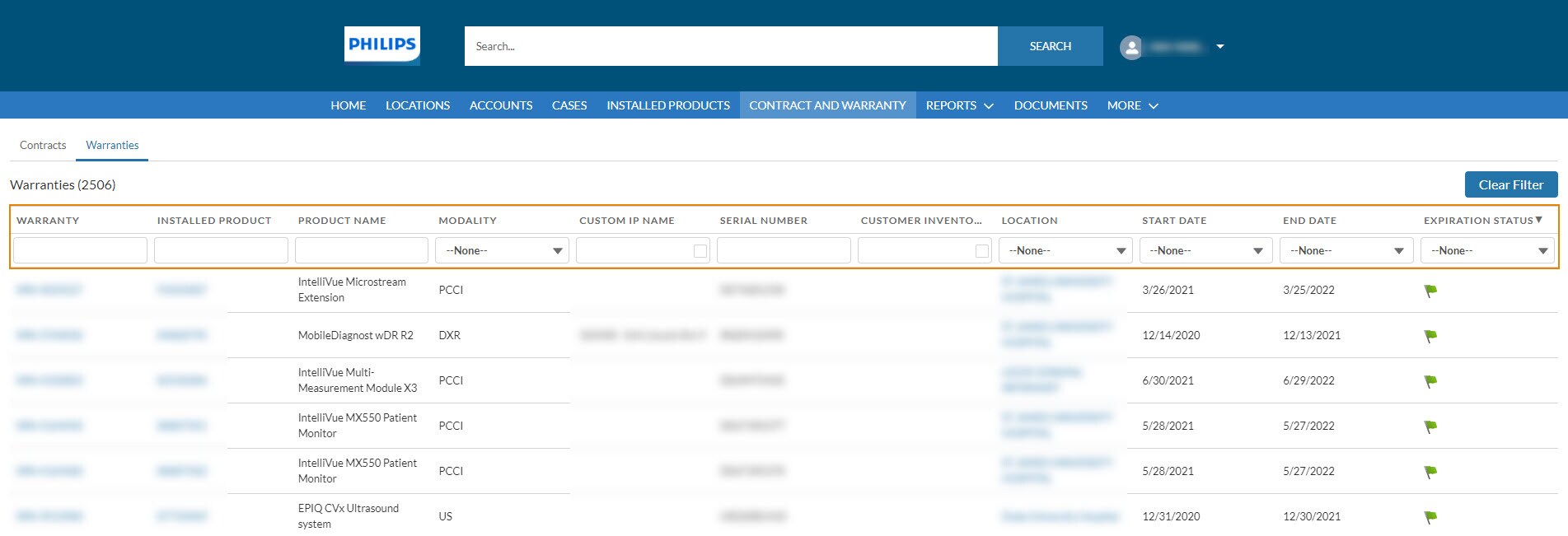 Warranties List (download .jpg)