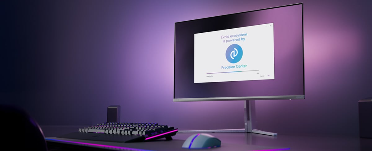 Philips Evnia monitor je podešen za Precision Center