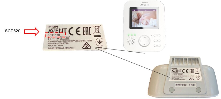 Broj tipa proizvoda za Philips Avent video monitor za bebe SCD620